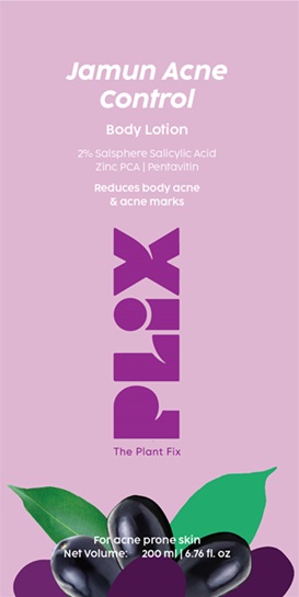 The Plant Fix Plix Jamun Acne Control Body Lotion Device mark 6621230 Trademark