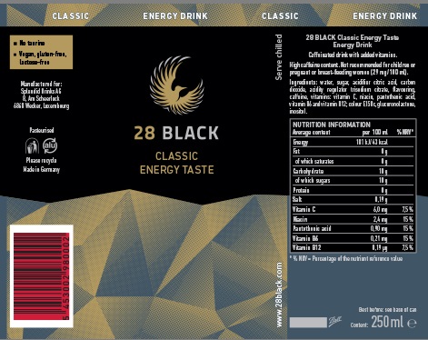 28 Black Classic Energy Taste (label) Device mark 6633677 Trademark