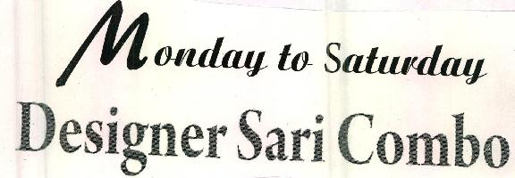 Monday To Saturday Designer Sari Combo Device mark 2504576 Trademark