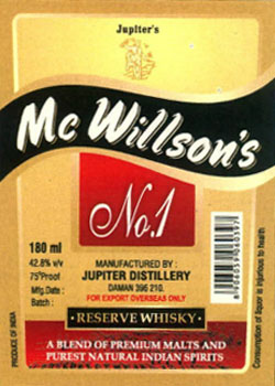 Jupiter's Mc Willson's No.1 Device mark 2625658 Trademark