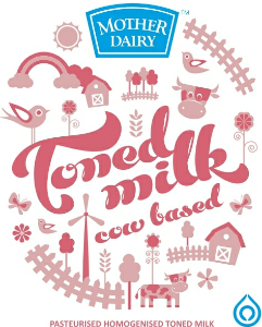 Mother Dairy Pasteurised Homogenised Toned Milk Cow Based (label) Device mark 2576392 Trademark