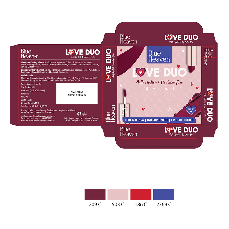 Blue Heaven Love Duo Matte Lipstick And Lip Color Duo Device mark 6680590 Trademark