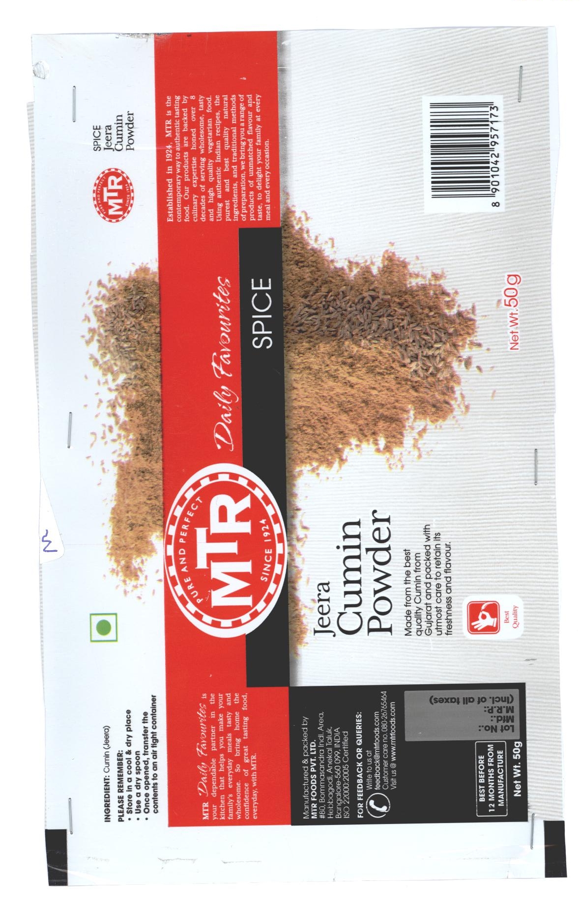 Mtr Daily Favourites Spice Jeera Cumin Powder Device mark 2321130 Trademark