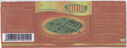Mps Green Chilli Sauce (device) Device mark 2186020 Trademark