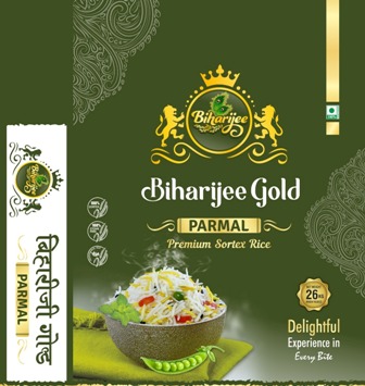Biharijee Gold Parmal Rice (label) Device mark 6730002 Trademark