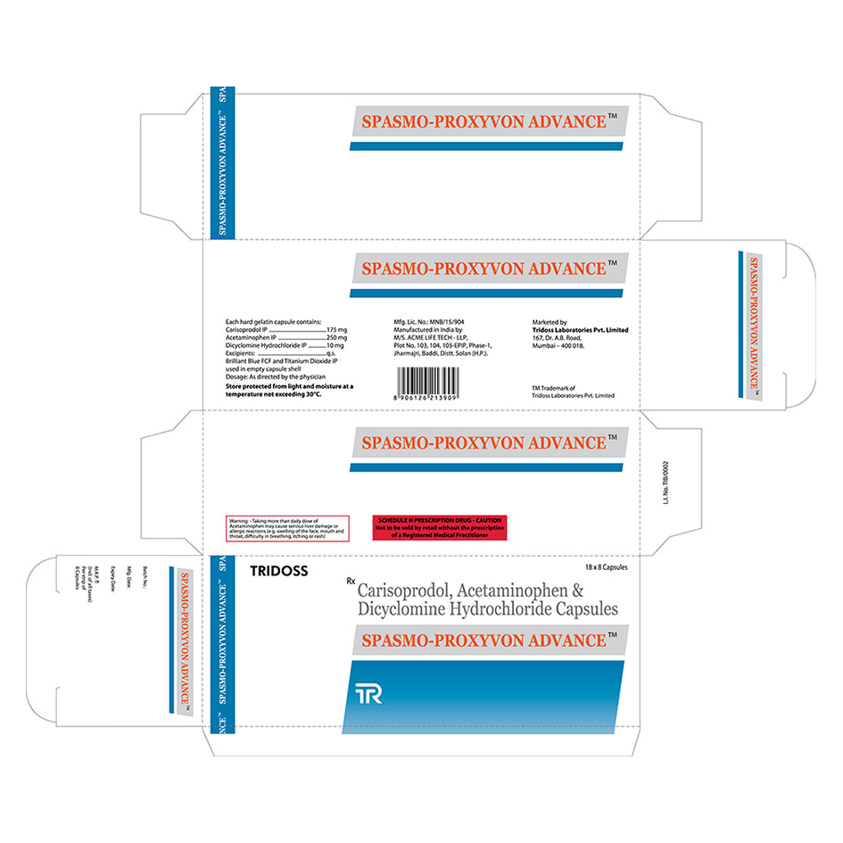 "spasmo- Proxyvon Advance" Device mark 6747684 Trademark
