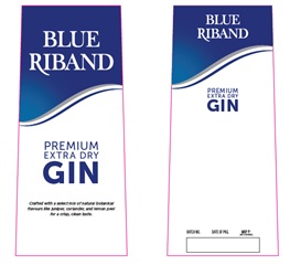 Blue Riband Premium Extra Dry Gin Label Device mark 6750670 Trademark