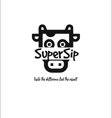 Stylized Depiction Of A Cow, Comprising The Term “supersip” Along With Tagline “taste The Difference Feel The Result”. Device mark 6782455 Trademark