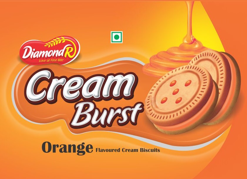 Diamondr Cream Burst Orange Flavoured Cream Biscuits Device mark 6830902 Trademark