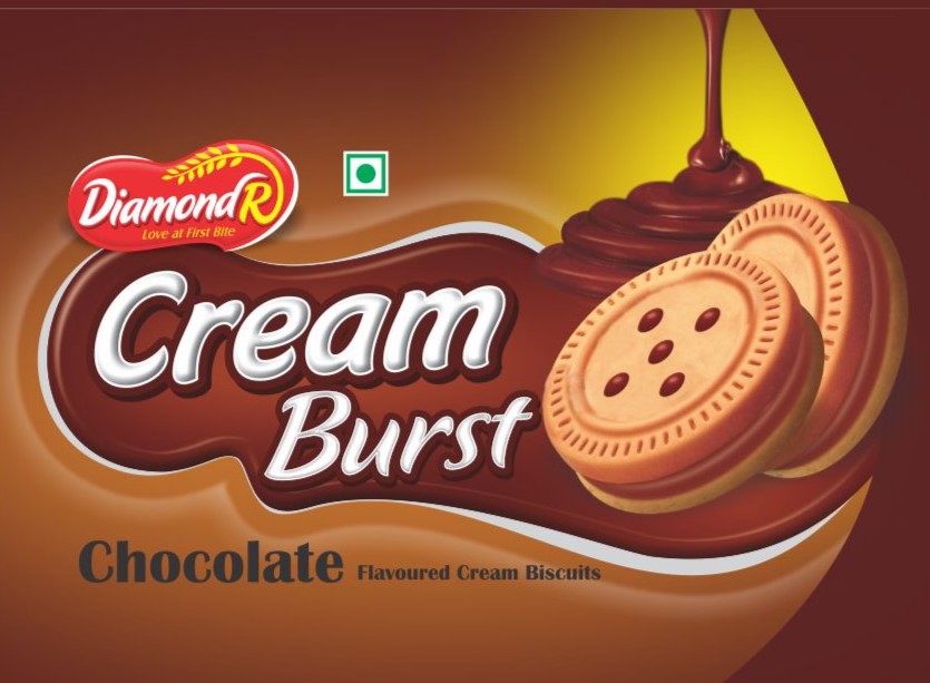 Diamondr Cream Burst Chocolate Flavoured Cream Biscuits Device mark 6830903 Trademark