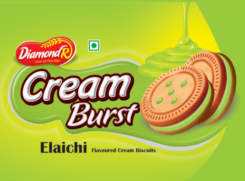 Diamondr Cream Burst Ilaichi Flavoured Cream Biscuits Device mark 6830895 Trademark