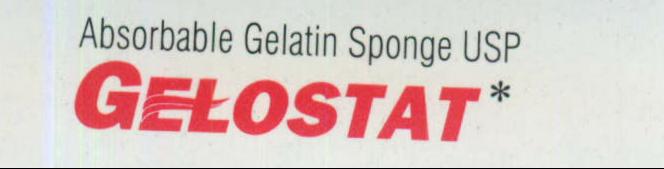 Absorbable Gelatin Sponge Usp Gelostat Device mark 2098000 Trademark