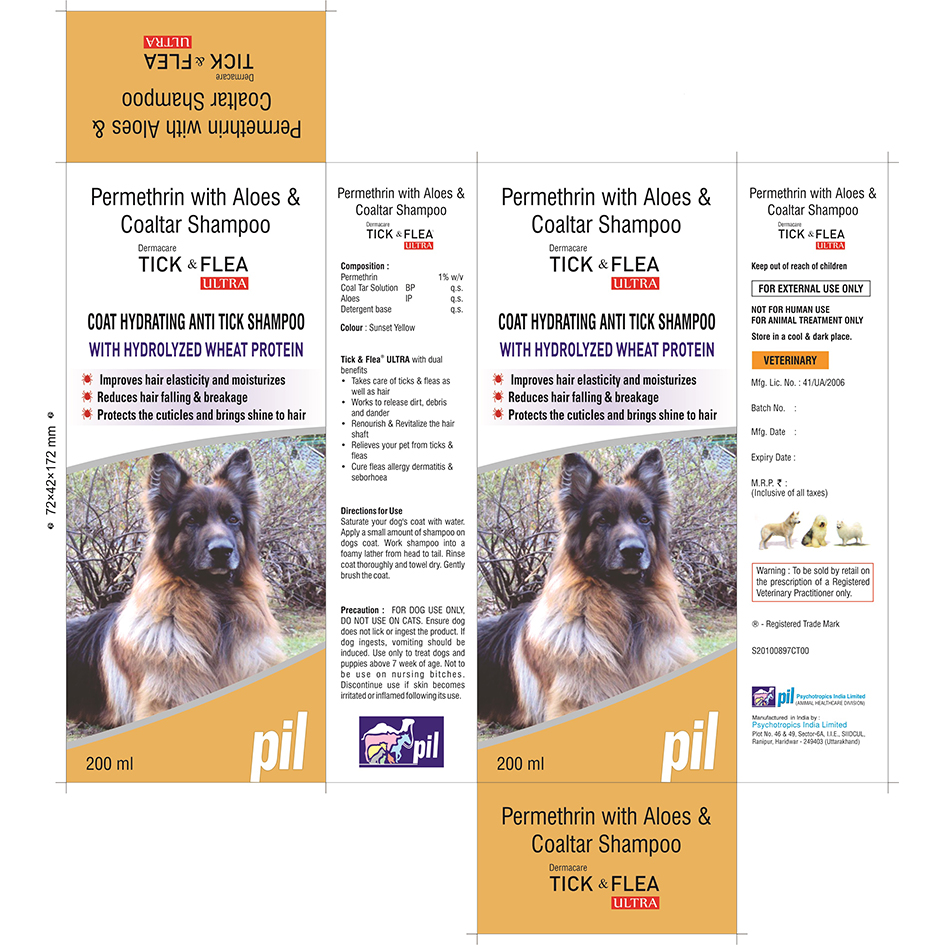Tick & Flea Ultra Permethrin With Aloes & Coaltar Shampoo Device mark 6903238 Trademark