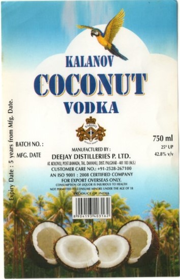 Kalanov Coconut Vodka Device mark 6935198 Trademark