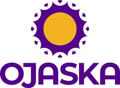 Device Os A Flower In Purple Colored Petals And Golden Core With The Word Ojaska Device mark 6959247 Trademark