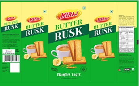 Miraj Butter Rusk (packaging) Device mark 7001613 Trademark