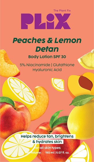 The Plant Fix Plix Peaches And Lemon Detan Body Lotion Spf 30 Device mark 7010392 Trademark