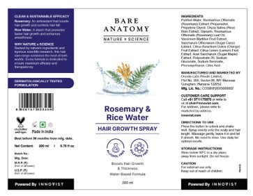 Bare Anatomy Nature X Science Rosemary & Rice Water Hair Growth Spray Device mark 7023767 Trademark