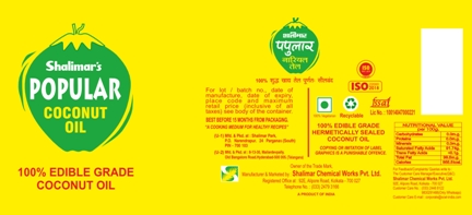 Shalimar’s Popular Coconut Oil (yellow Label) Device mark 7072902 Trademark