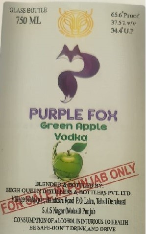 Purple Fox Green Apple Vodka Device mark 7078098 Trademark
