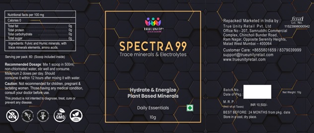 Spectra 99 Trace Minerals And Electrolytes Device mark 7082935 Trademark