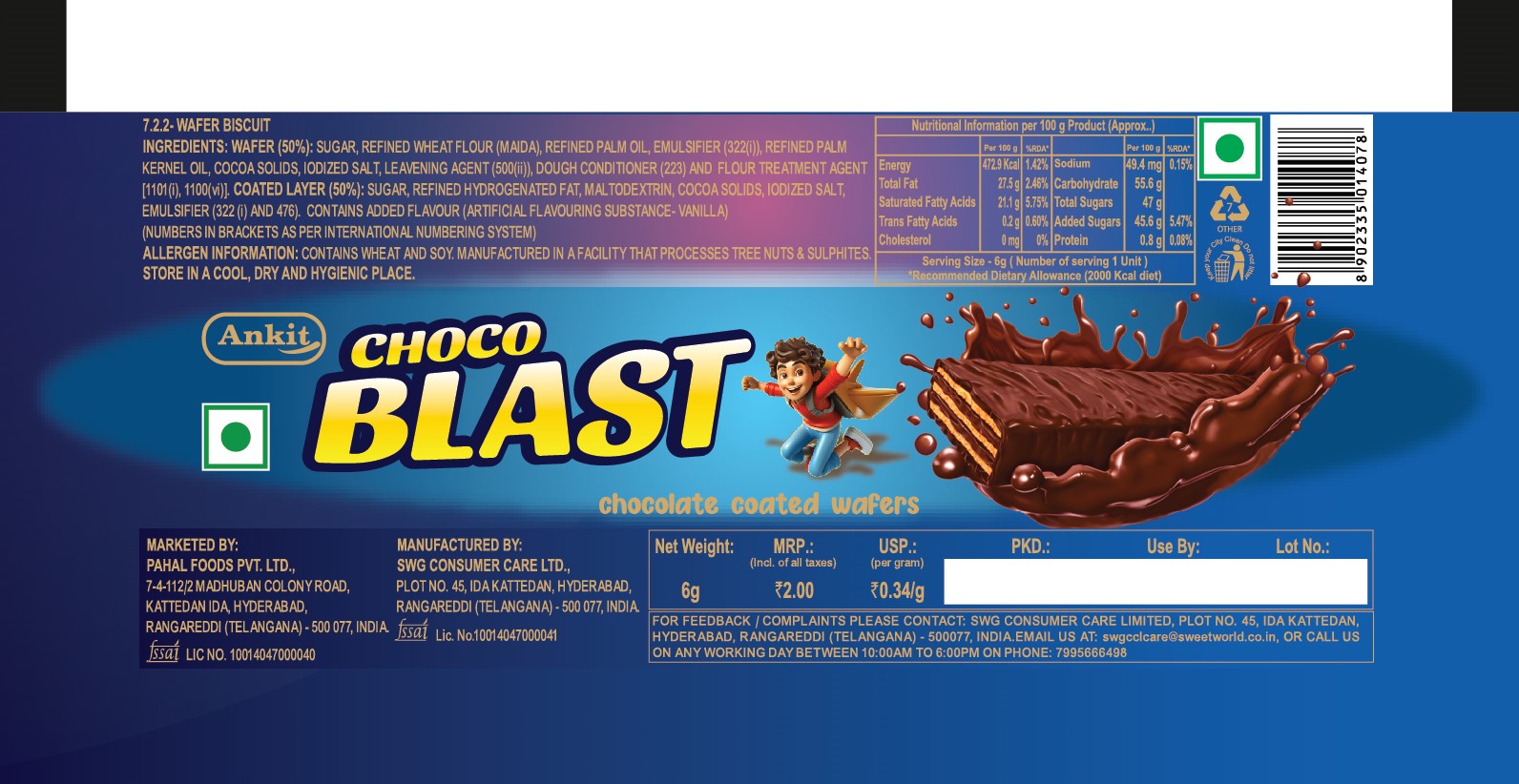 Ankit Choco Blast (label) Device mark 7096468 Trademark