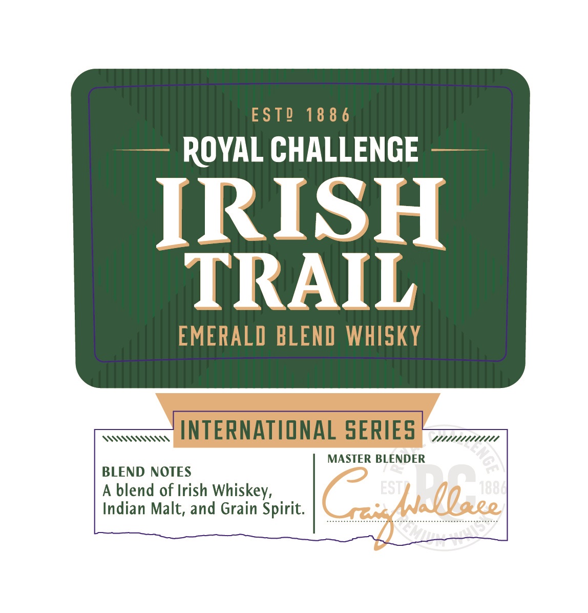Royal Challenge Irish Trail Emerald Blend Whisky (label) Device mark 7124018 Trademark