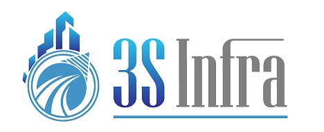 Logo Features Buildings, A Circular Emblem With A Road And Triangular Structure, Followed By The Text '3s Infra' Device mark 7132280 Trademark
