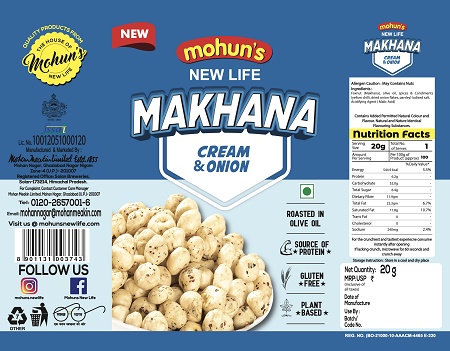 Mohun's New Life Makhana Cream & Onion Device mark 7169488 Trademark