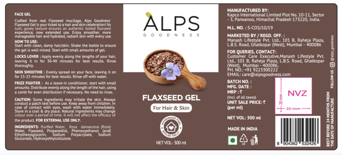 Alps Goodness Flaxseed Gel Device mark 7194734 Trademark