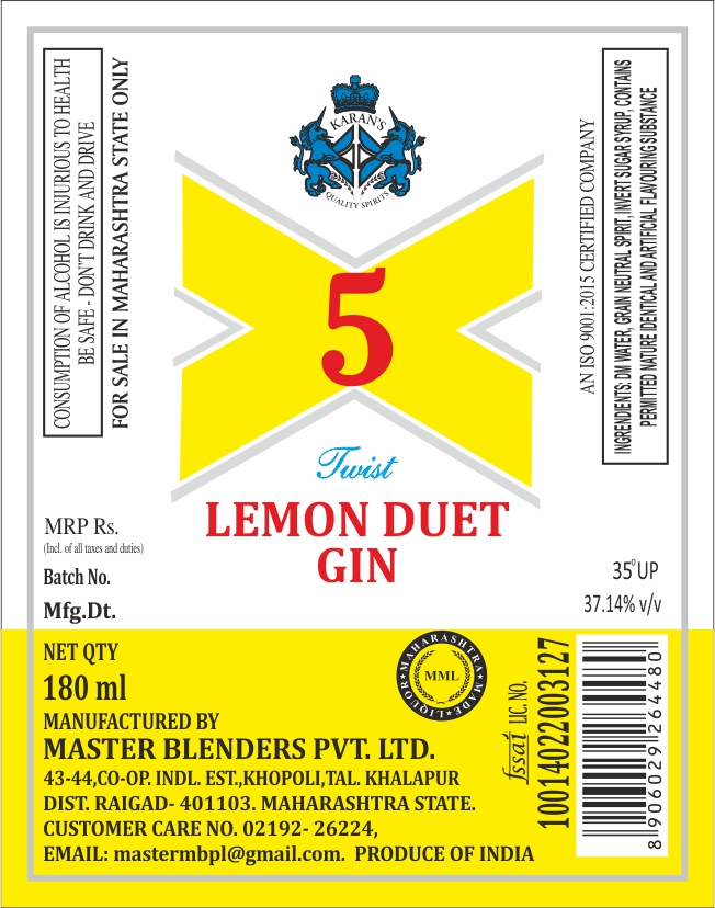 X5 Twist Lemon Duet Gin Device mark 7196306 Trademark