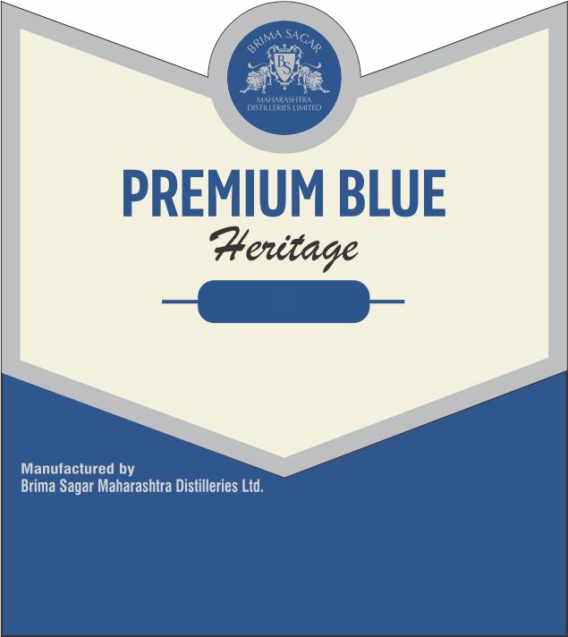 Brima Sagar Maharashtra Distilleries Ltd Premium Blue Heritage Label Device mark 7200044 Trademark