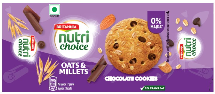 Britannia Nutrichoice Oats & Millets Chocolate Cookies Device mark 7243174 Trademark