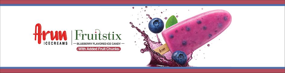 Arun Icecreams Fruitstix Blueberry Flavored Ice Candy With Added Fruit Chunks Device mark 7275824 Trademark