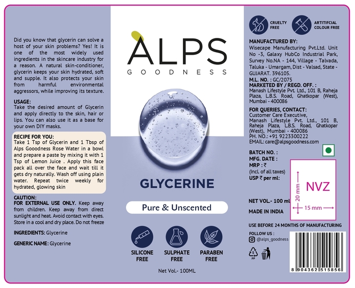 Alps Goodness Glycerine Device mark 7280130 Trademark
