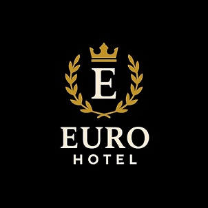Trade Mark Consists Of Image Of E With Euro Hotel In Cream White Colour And Background In Black Colour And The Letter “e Device mark 7284739 Trademark