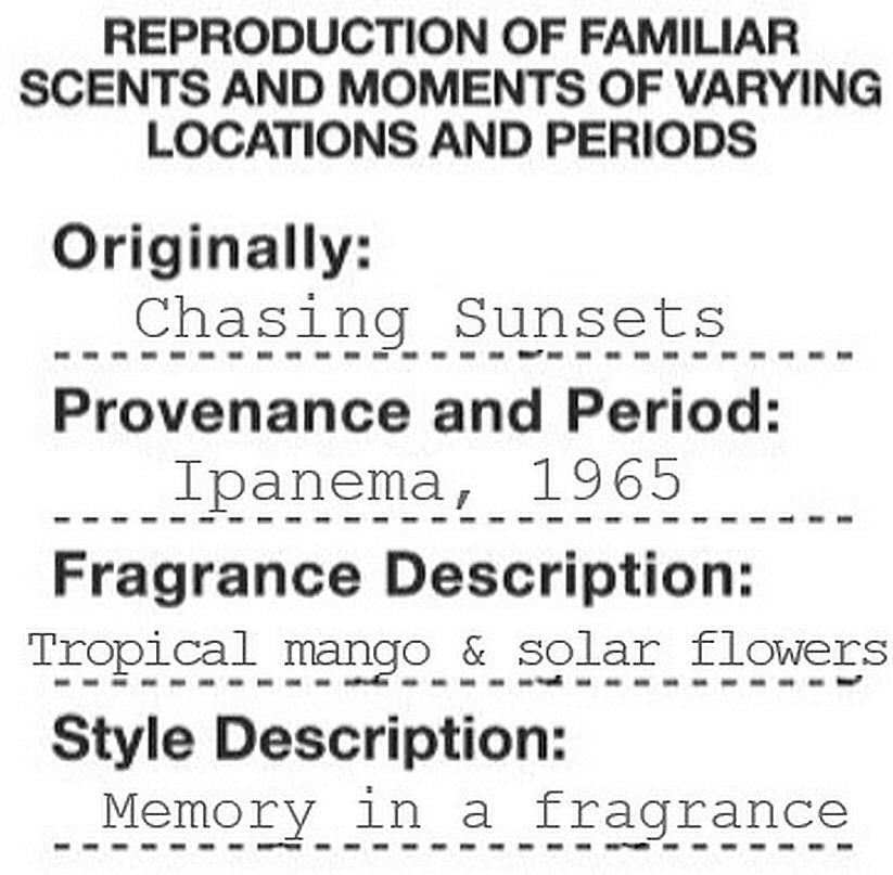 Reproduction Of Familiar Scents And Moments Of Varying Locations And Periods Device mark 7289725 Trademark