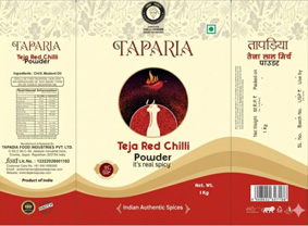Taparia Teja Red Chilli Powder Device mark 7334029 Trademark