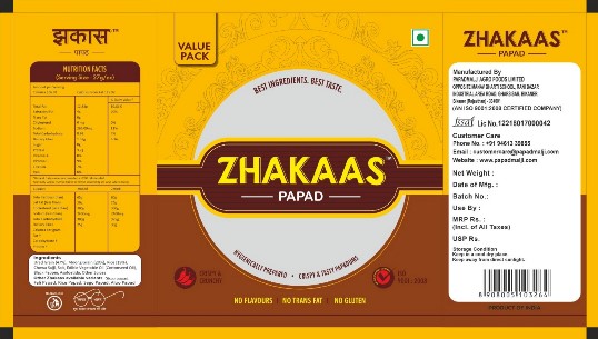 Zhakaas Papad Device mark 7361785 Trademark