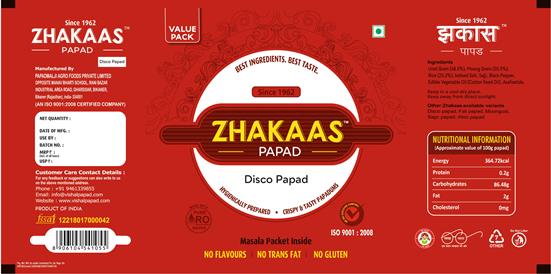 Zhakaas Disco Papad Device mark 7361786 Trademark
