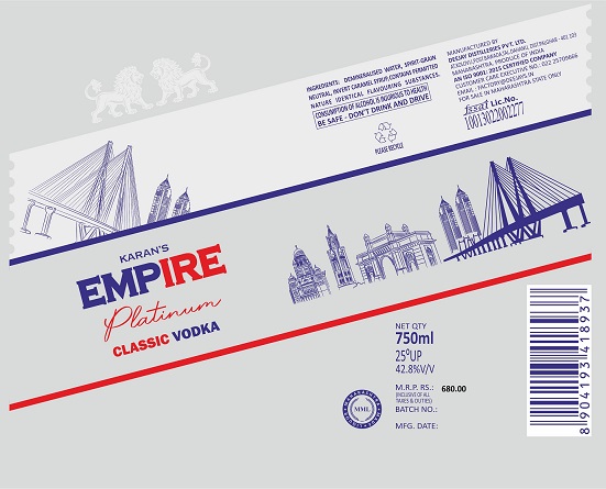 Karan's Empire Platinum Classic Vodka Device mark 7366515 Trademark