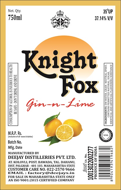 Knight Fox Gin-n-lime Device mark 7366519 Trademark