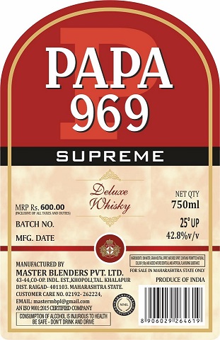 Papa 969 Supreme Deluxe Whisky Device mark 7366485 Trademark
