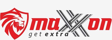 "maxxon" With The Tag Line "get Extra" And Two X's In Steel Bars And A Stylized Lion's Head Inside A Shield Device mark 7371927 Trademark