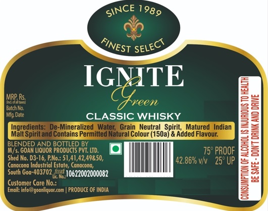 Ignite Green Classic Whisky Device mark 7417032 Trademark