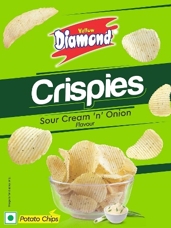 Yellow Diamond Crispies Sour Cream N Onion Device mark 7490068 Trademark
