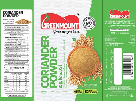 Greenmount Coriander Powder Device mark 7497538 Trademark