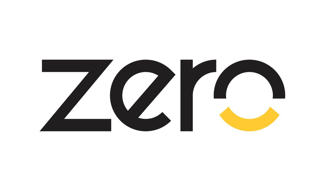 Device Mark Of The Word “zero” In Stylized Black Lowercase Letters With A Yellow Arc In The Letter “o” Device mark 7529271 Trademark