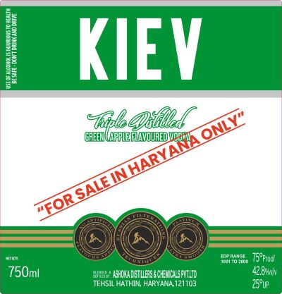 Kiev Triple Distilled Green Apple Flavoured Vodka Device mark 7613077 Trademark