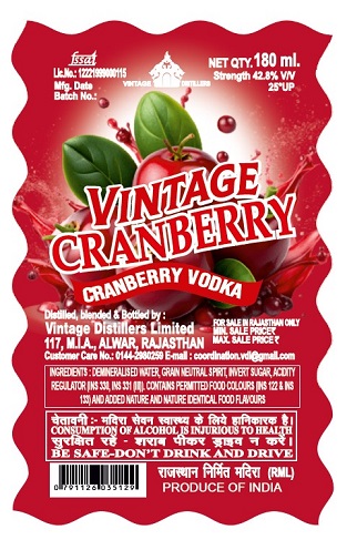 Vintage Cranberry Vodka Device mark 7737848 Trademark